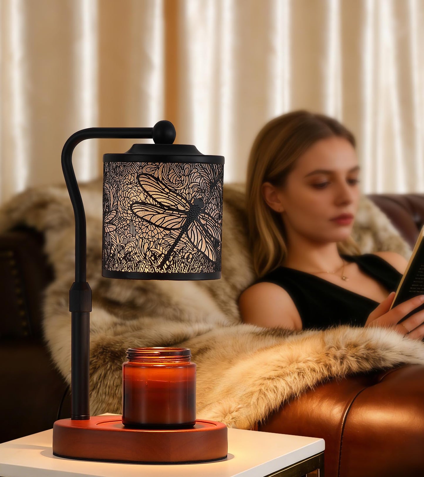 Candle Warmer Lamp with Timer, Dragonfly Candle Warmer Lamp with Jar Candles,Wax Melt Warmer for Housewarming Gift, Birthday Mother's Day Valentines Gifts for Women,Mom,Sister,Bedroom Home Decor