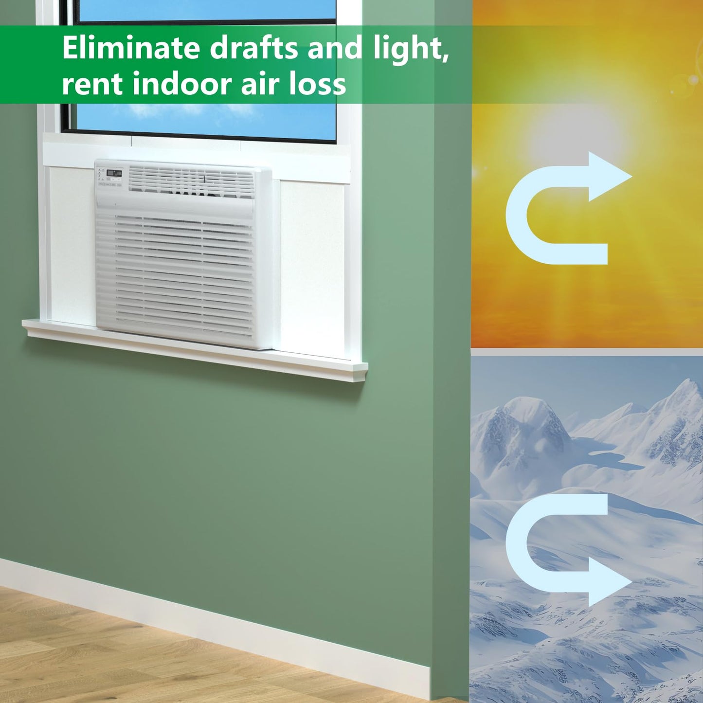 Window Air Conditioner,Side Insulated Foam Panel, Summer/Winter Heat and Draft Insulating,Full Surround Insulation Panels Window Seal with 4 pressure strips 2PIC Thickness 0.79in