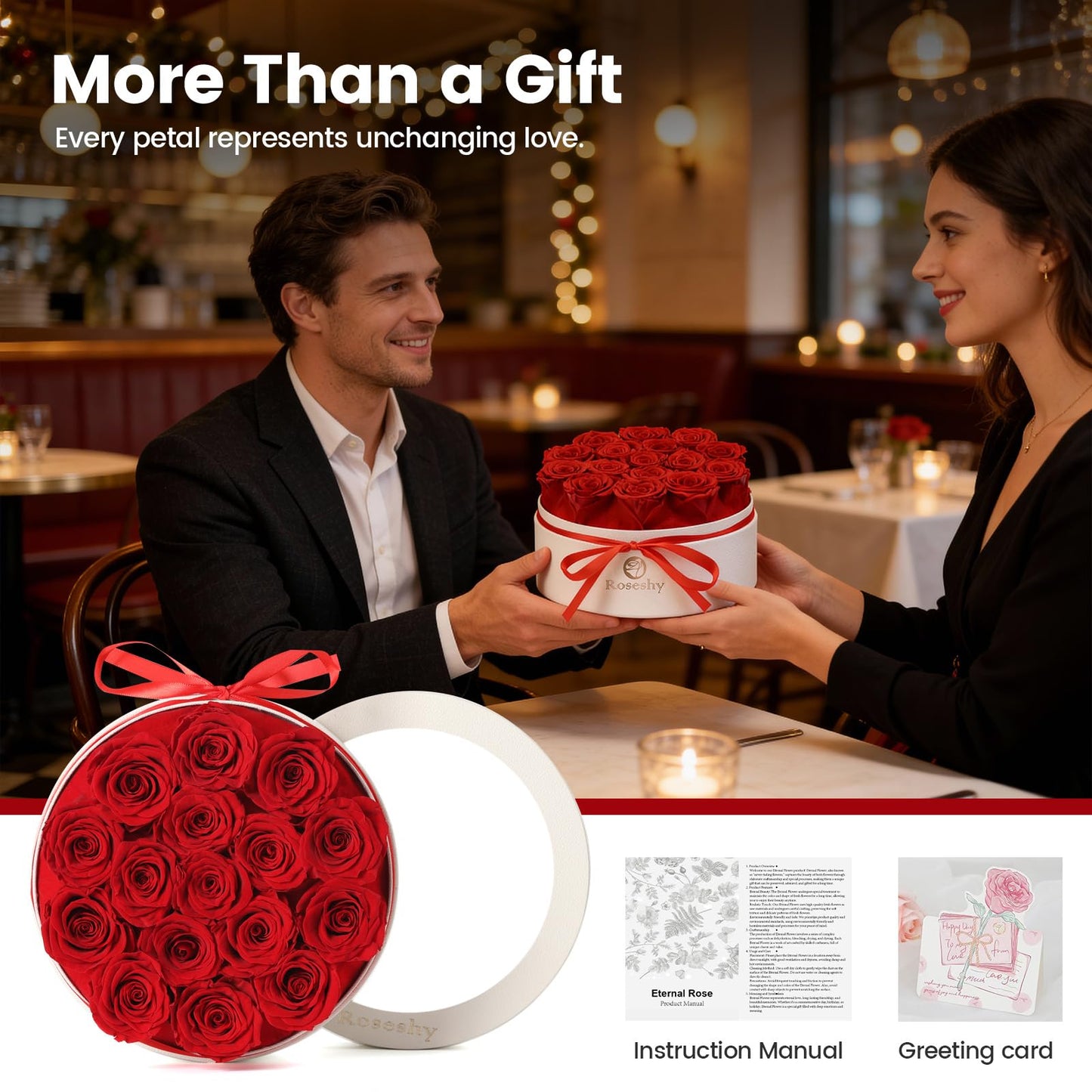 Mothers Day Flowers Roses Gifts for Mom,16pcs Red Forever Preserved Roses in Round Gift Box,Mothers Day Delivery Prime Gifts-Roses Gifts for Women,Mom.