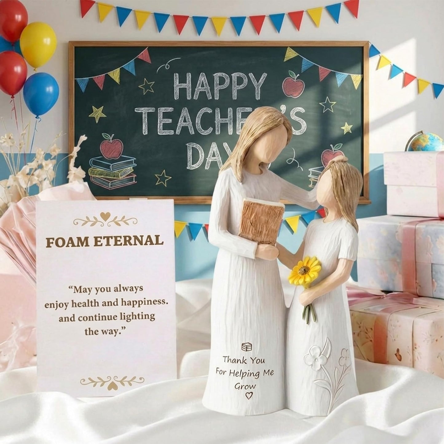 Teacher Gifts for Women, Teacher Appreciation Gifts, Gift for Teachers, Thank You Gifts for Teacher, Solid Resin Sculpture of Teacher and Student Figures, Includes a Greeting Card - 5.71''