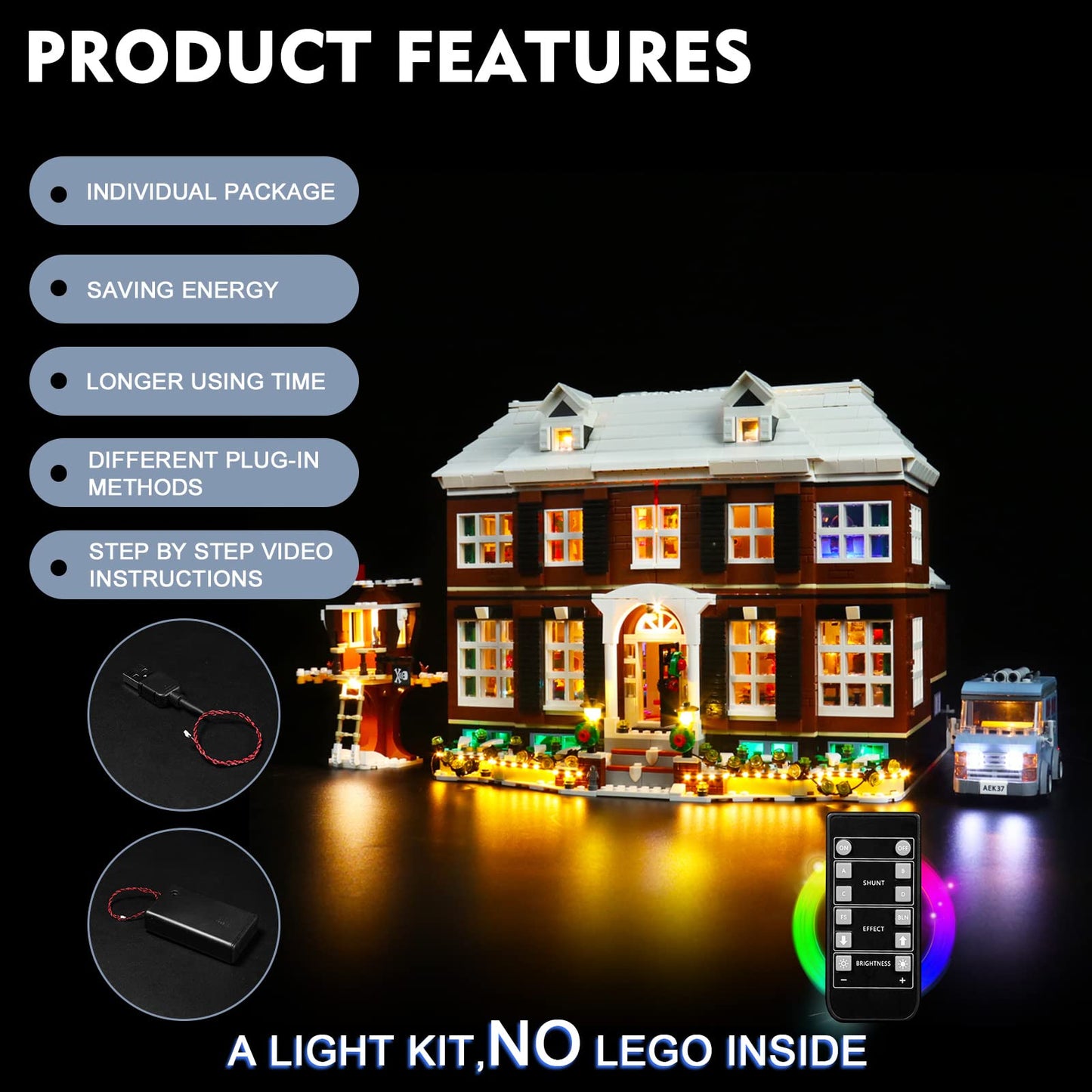 BrickBling LED Light Compatible with Lego Home Alone 21330 Building, Remote Control Lighting Kit Compatible with Lego 21330-No Model Included