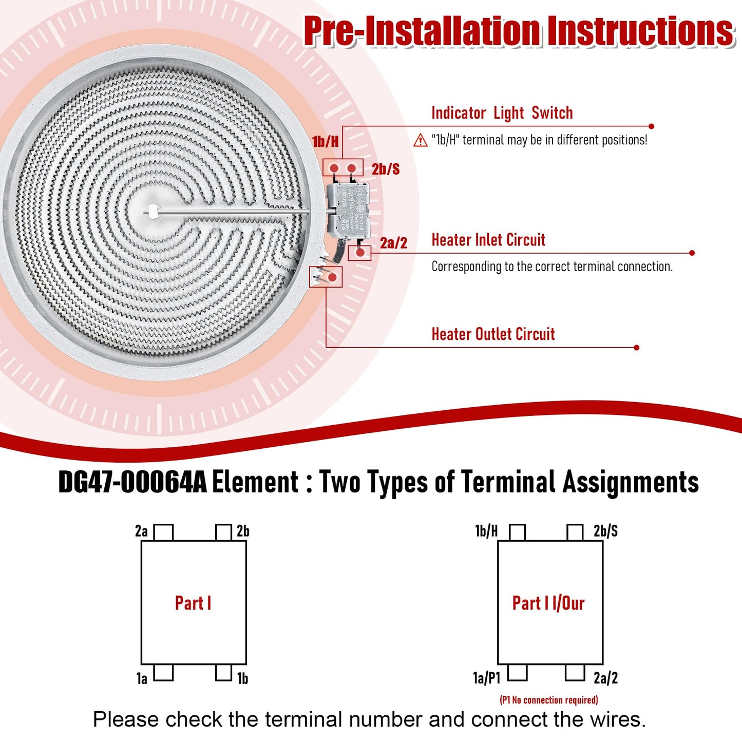 OEM home UPGRADE DG47-00064A DG47-00056A Compatible With Samsung Stove Range Electric Range 9/12 Inch Dual Radiant Heater Element Replacement EAP11729066 AP5986691 PS11729066 Surface Element
