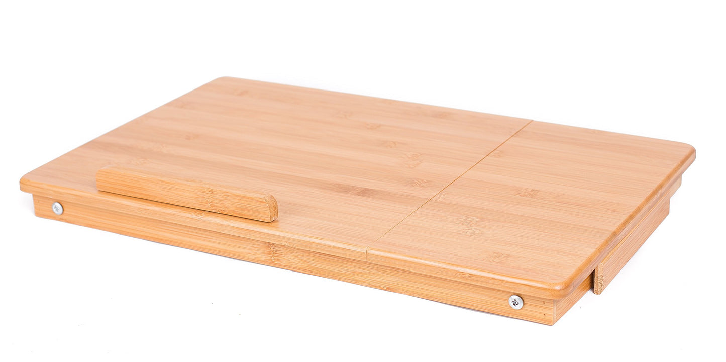 BirdRock Home Bamboo Laptop Bed Tray (Natural)| Multi-Position Adjustable Surface | Pull Down Legs | Storage Drawer