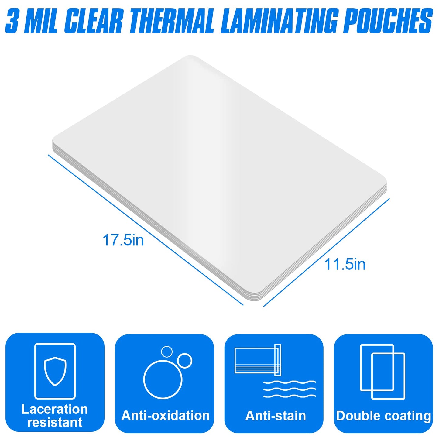 HERKKA 300 Pack Laminating Sheets, Hold 11 x 17 Inch Sheet, 3 Mil Clear Thermal Laminating Pouches 11.5 x 17.5 Inch Lamination Sheet Paper for Laminator, Round Corner