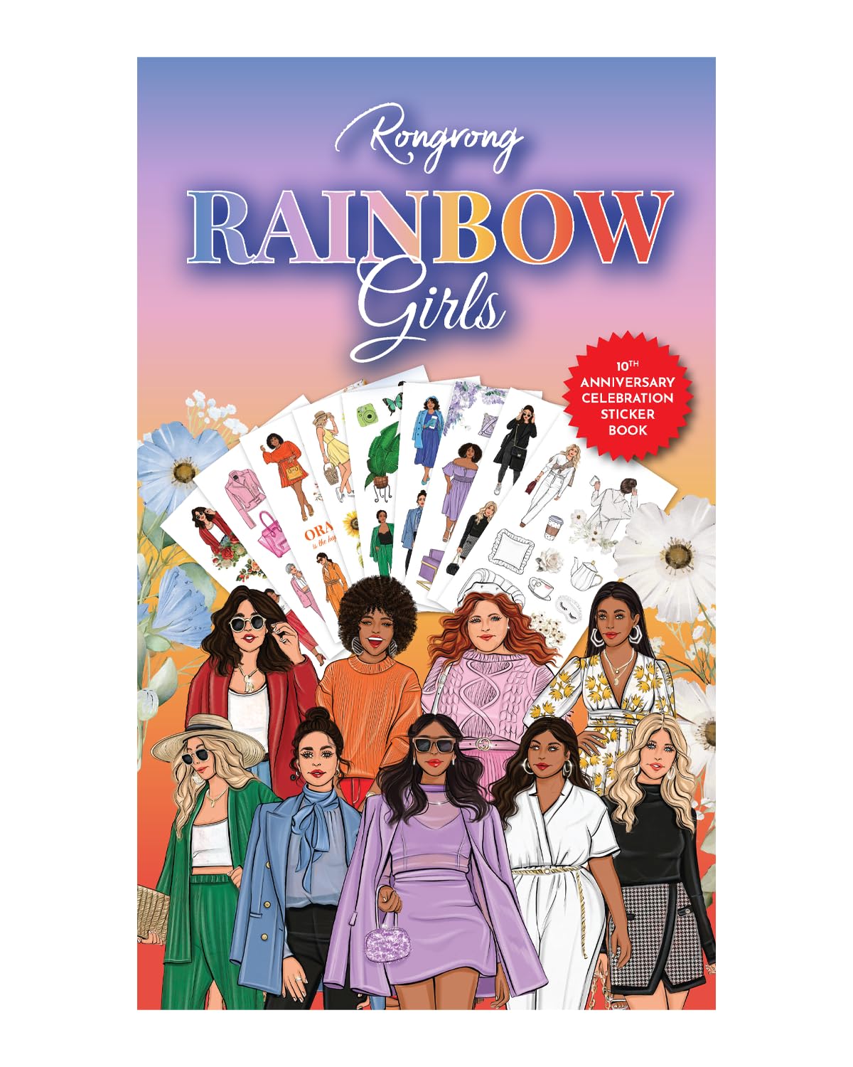 Rongrong Rainbow Girls Planner Stickers Book for Planners, Calendars, Journals – Aesthetic Premium Quality Hand Drawn – Scrapbook Stickers – 24 Pages