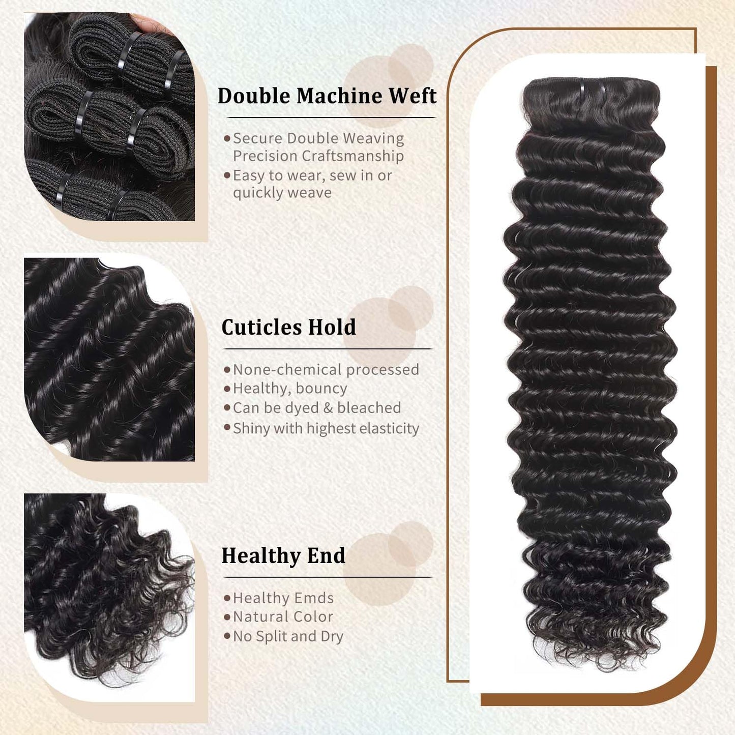 12A Deep Wave Human Hair Bundles 22 24 26 Inch Brazilian Virgin Depp Weave Curly Bundles Human Hair 3 Pcs 100% Unprocessed Virgin Remy Hair Natural Black Water Wave Human Hair Extensions