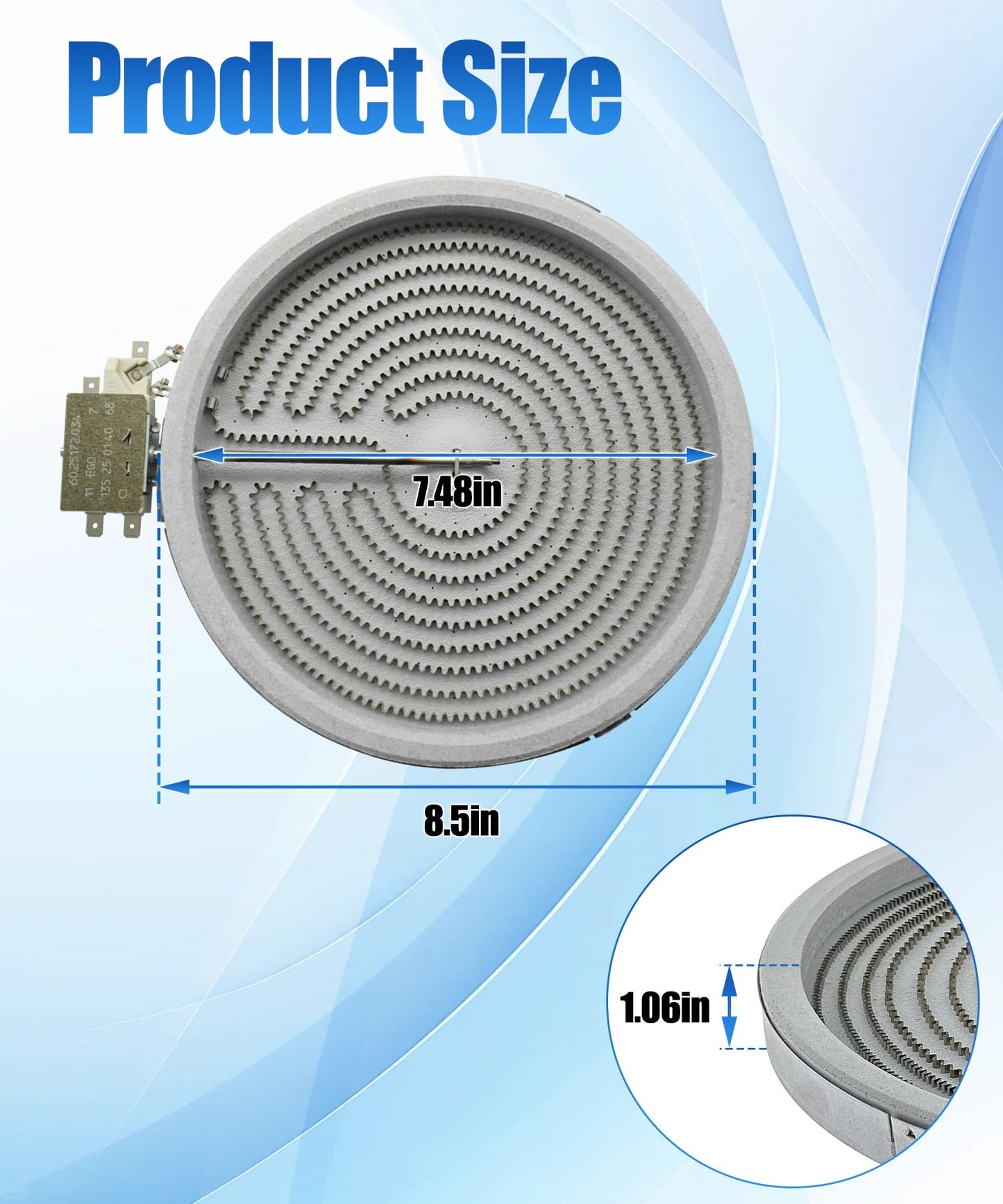 WB30T10045 WPW10242957 Range Oven Single Radiant Surface Element 8" 2000 Watt Fit For GE Stove Burner Replaces WB30T10132 WB30T10007 W10823708 WB30K5031 WP74007839 205C2307P003 205C2307P006