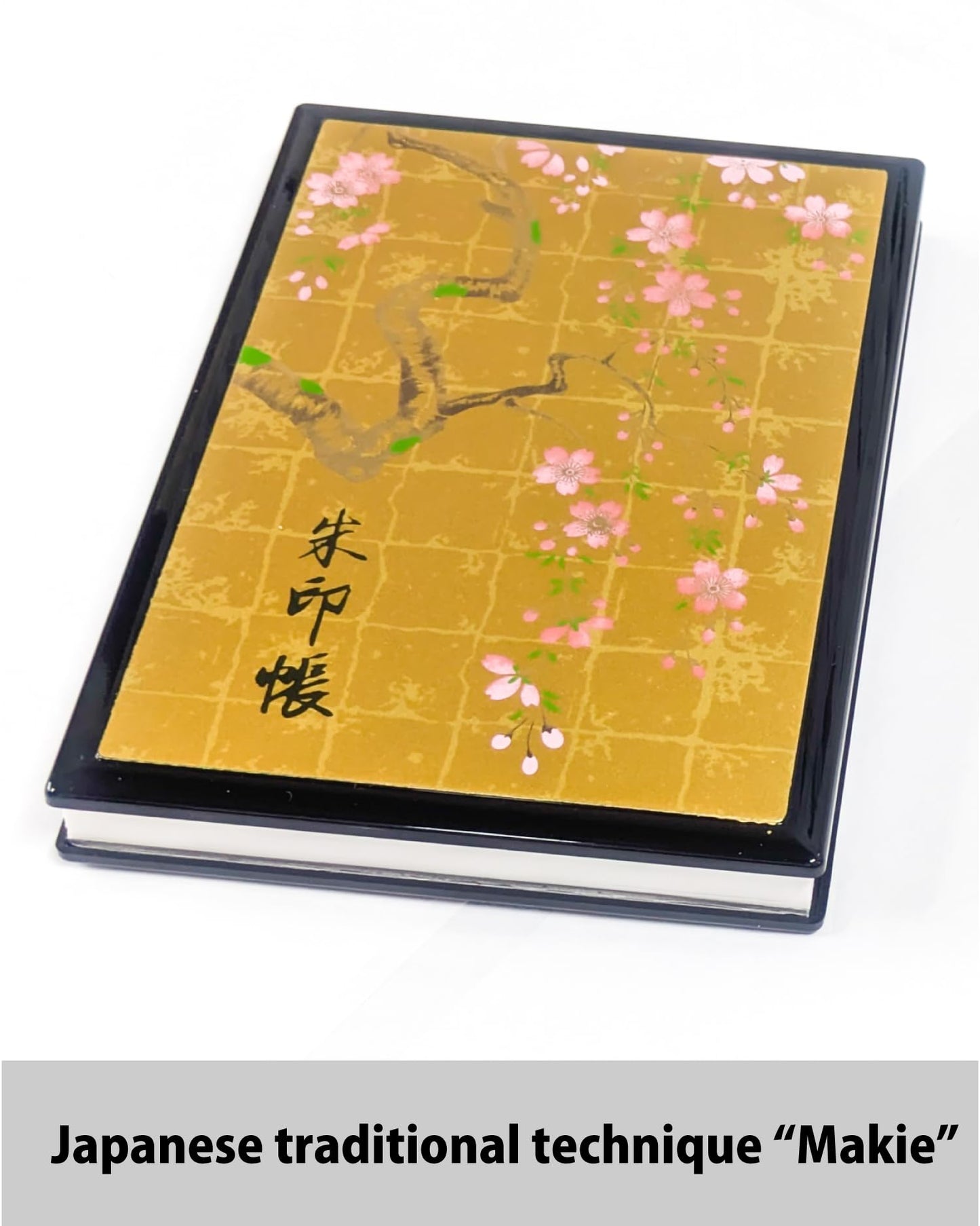 Btale Japanese Goshuincho Stamp Book - Japan Travel Essentials 2026 - Authentic Handmade Hardcover Notebook for Temple & Shrine Stamps, Journal & Keepsake Gift (Sakura Black 48pages)