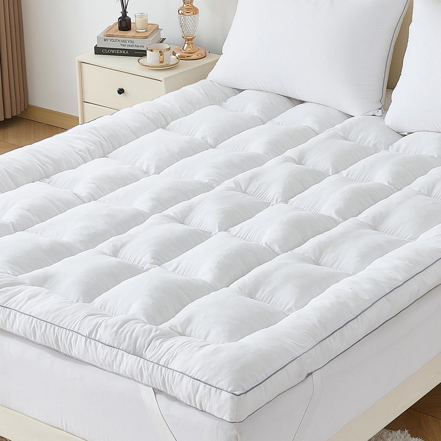 Aodenge 2 Inch Memory Foam Mattress Topper Queen for Back Pain, Extra Soft Pillow Top Mattress Topper, Fluffy Shredded Memory Foam Filled