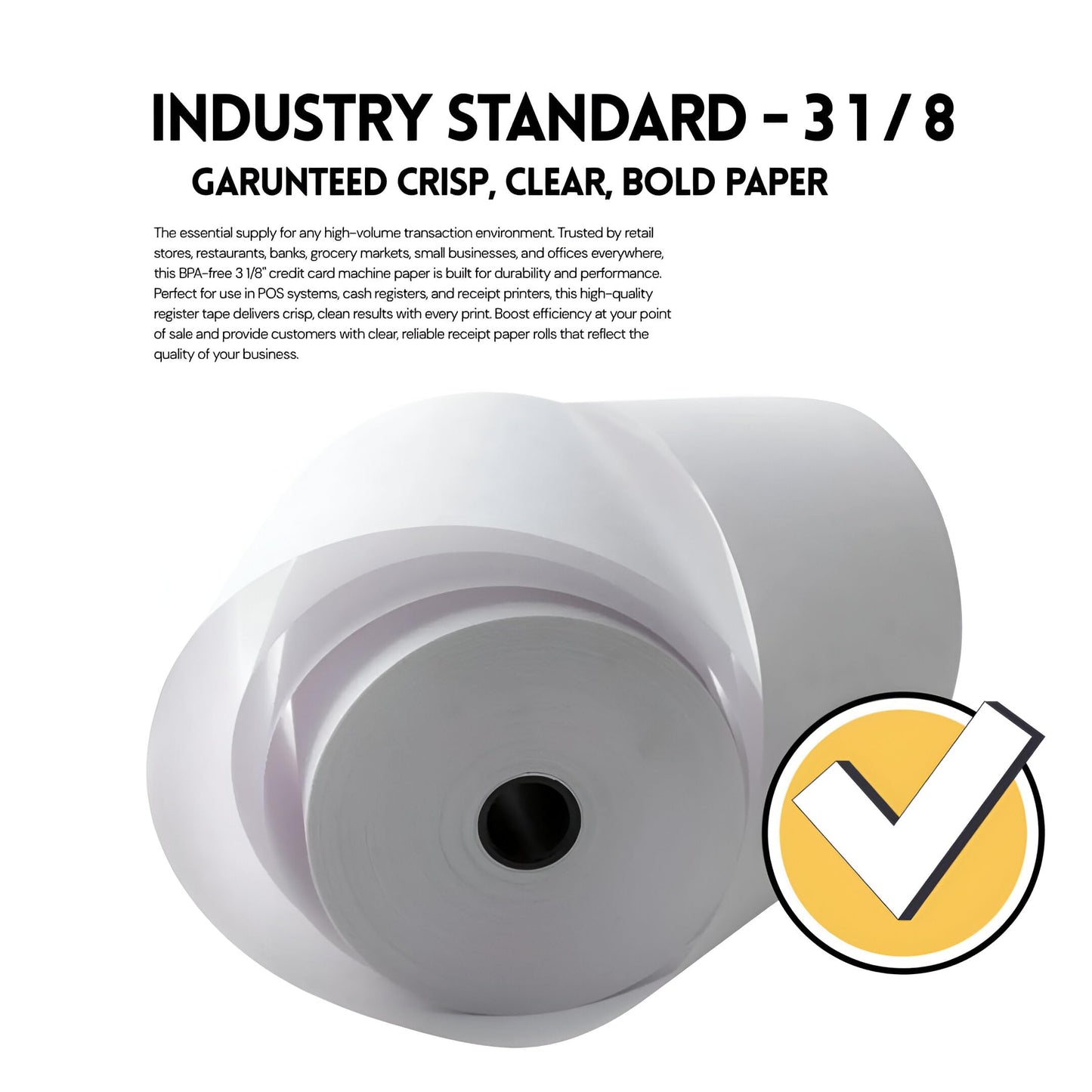 (20 Rolls) 3 1/8' Premium Thermal Paper Rolls BPA-Free 80mm Thermal Receipt Paper for POS Systems, Clover, Square Terminal, Epson, Star TSP100lI, Debit/Credit Card Machines, Cash Registers