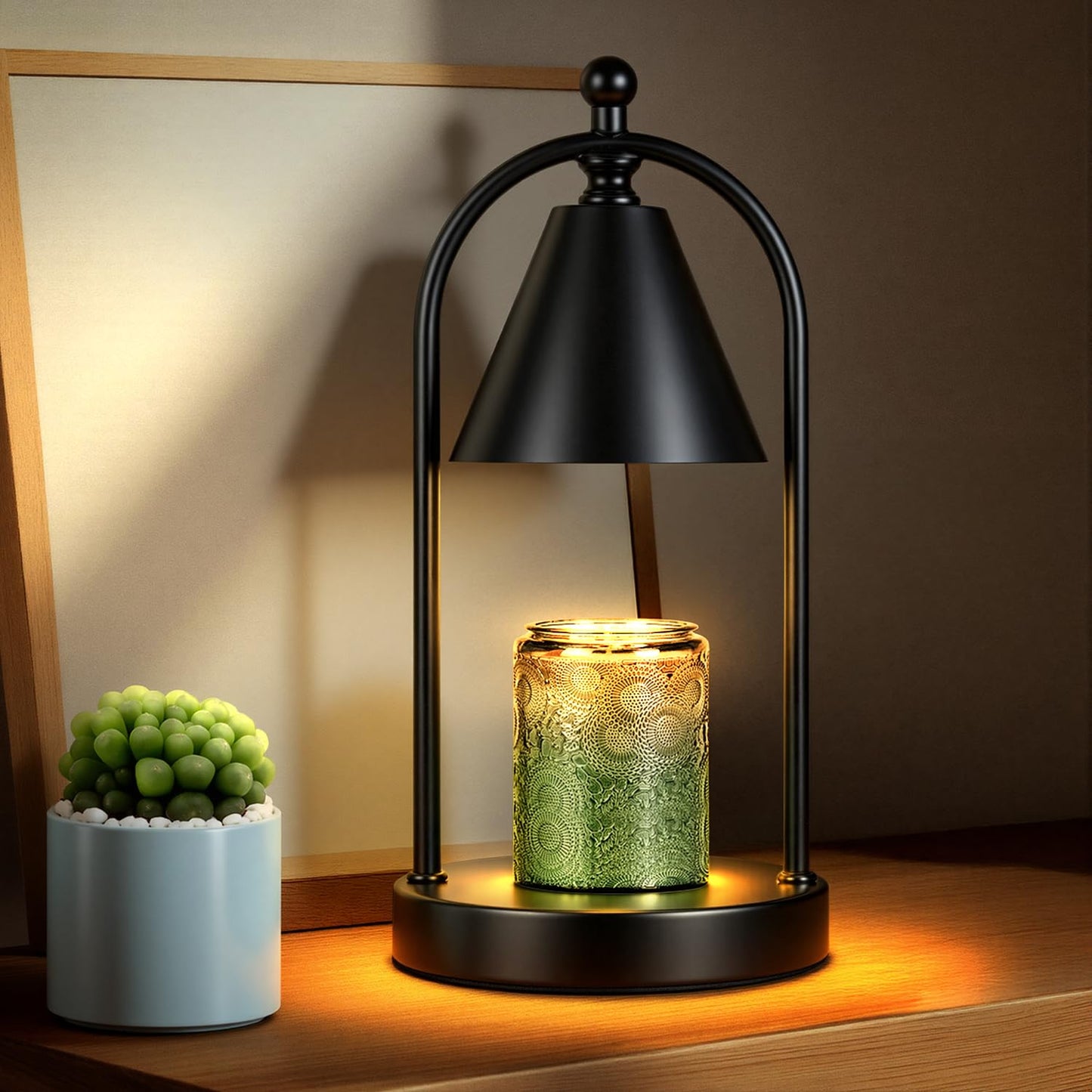 Soilsiu Candle Warmer Lamp with Timer, Electric Black Candle Warming Light for Bedroom, Dimmable Wax Melts Warmer for Home Decor Beside Lamp Gifts for Women (2 Bulbs Included)