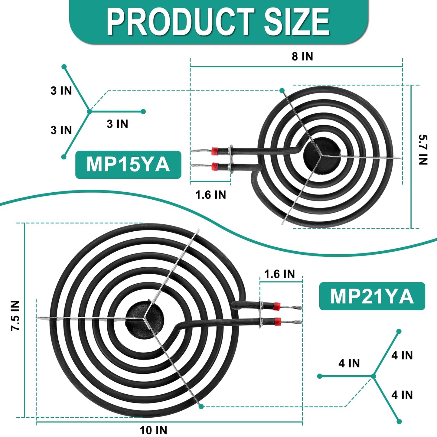5304430149 5304430150 Black Porcelain Drip Pan Set & MP22YA Electric Range Burner Element Unit Set by Cenipar-Compatible with Frigi-daire Ken-more Cros-ley Tap-pan Range Oven/Stove