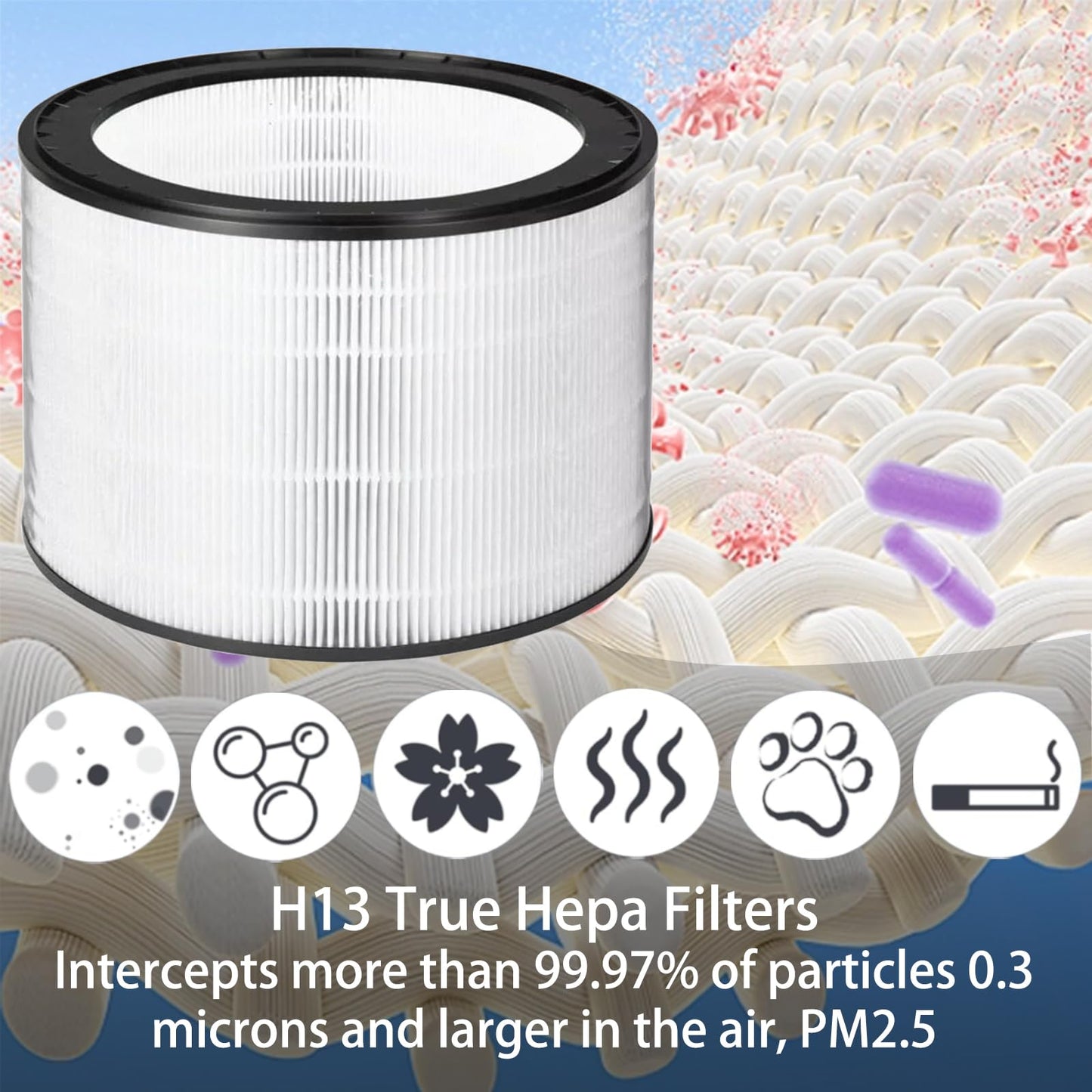 PuriCare 360 Replacement Filter for LG PuriCare 360 Air Purifier, H13 True HEPA with Pre-filter and High Efficiency Activated Carbon filter, Model Number AAFTDT301 AS601HBB0