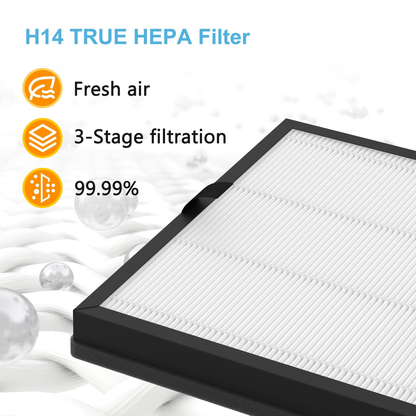 AP303 AP304 Replacement Filters, Compatible with DAYETTE ＆ FRESHDEW Air Purifier AP303/AP304, H14 HEPA Filter with Activated Carbon, 4 Pack (Original Filter)