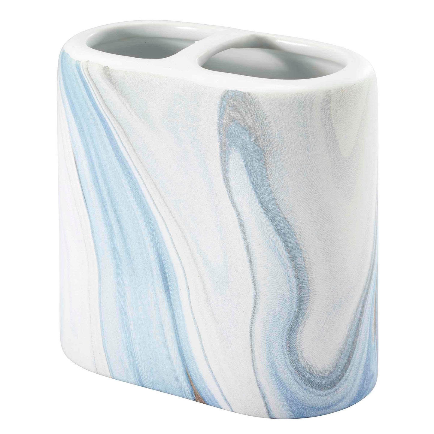 Avanti Linens - Toothbrush Holder, Resin Countertop Accessories, Guest Bathroom Essentials (Waves Collection, Blue)