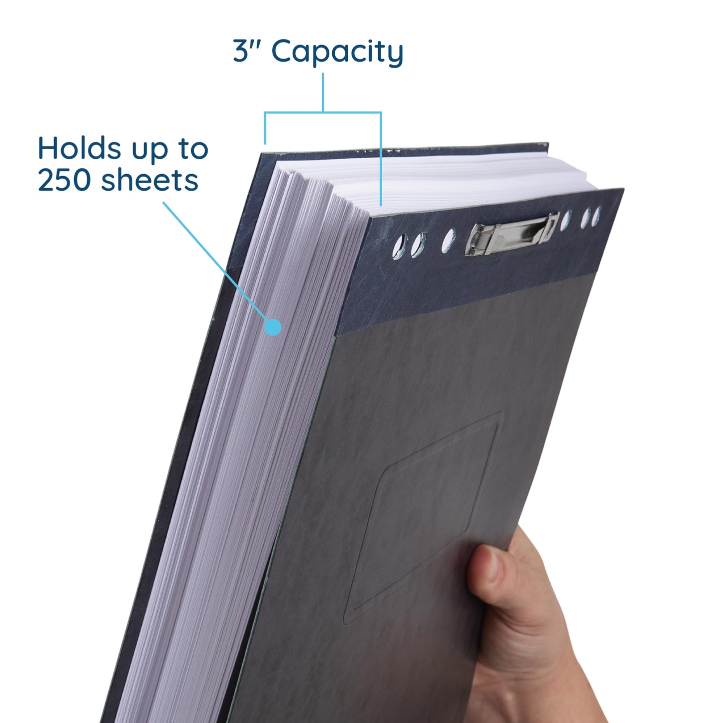 25 Blue Summit Supplies Report Covers with Sliding Bar Fastener - Black Pressboard Report Covers, Letter Size, Durable 2'' Capacity Business Report Covers