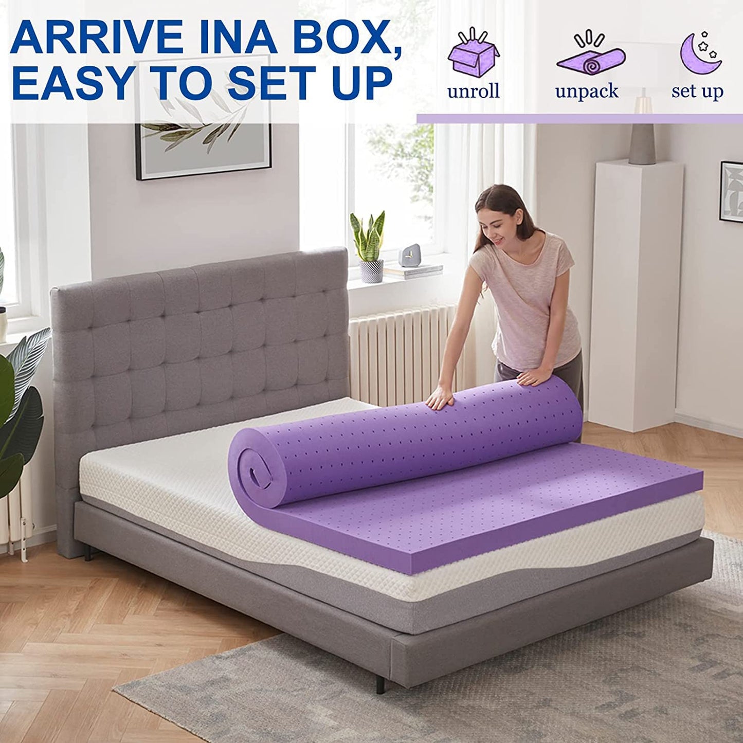 SINWEEK 1.5 Inch Gel Memory Foam Mattress Topper Ventilated Soft Pressure Relieve Mattress Pad, Breathable Bed Topper, CertiPUR-US Certified, Full Size
