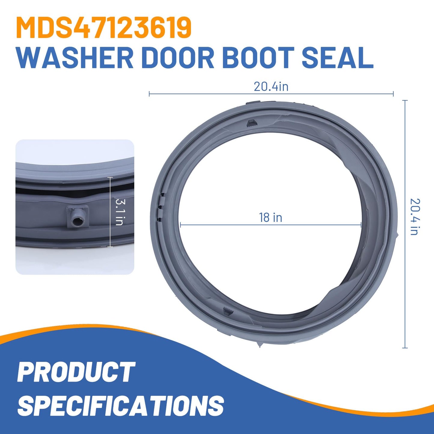 WM3700HWA/00 WM3500CW/00 WM3700HVA/00 Washer Door Boot Seal Gasket WM3270CW WM3180CW/00 WM3080CW/00 WM3670HVA/01 WM3370HVA/01 MDS47123619 for Kenmore,for LG Front Load Washer Rubber Seal