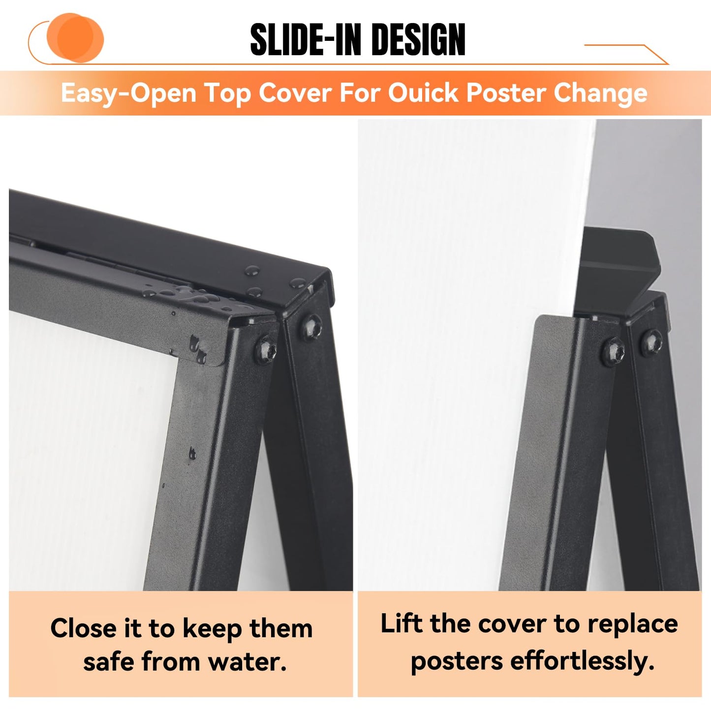 Heavy Duty A-Frame Sign 24x36 Inch Double-Sided Sidewalk Sign, Foldable Metal Sandwich Board for Outdoor Use (Frame Only)