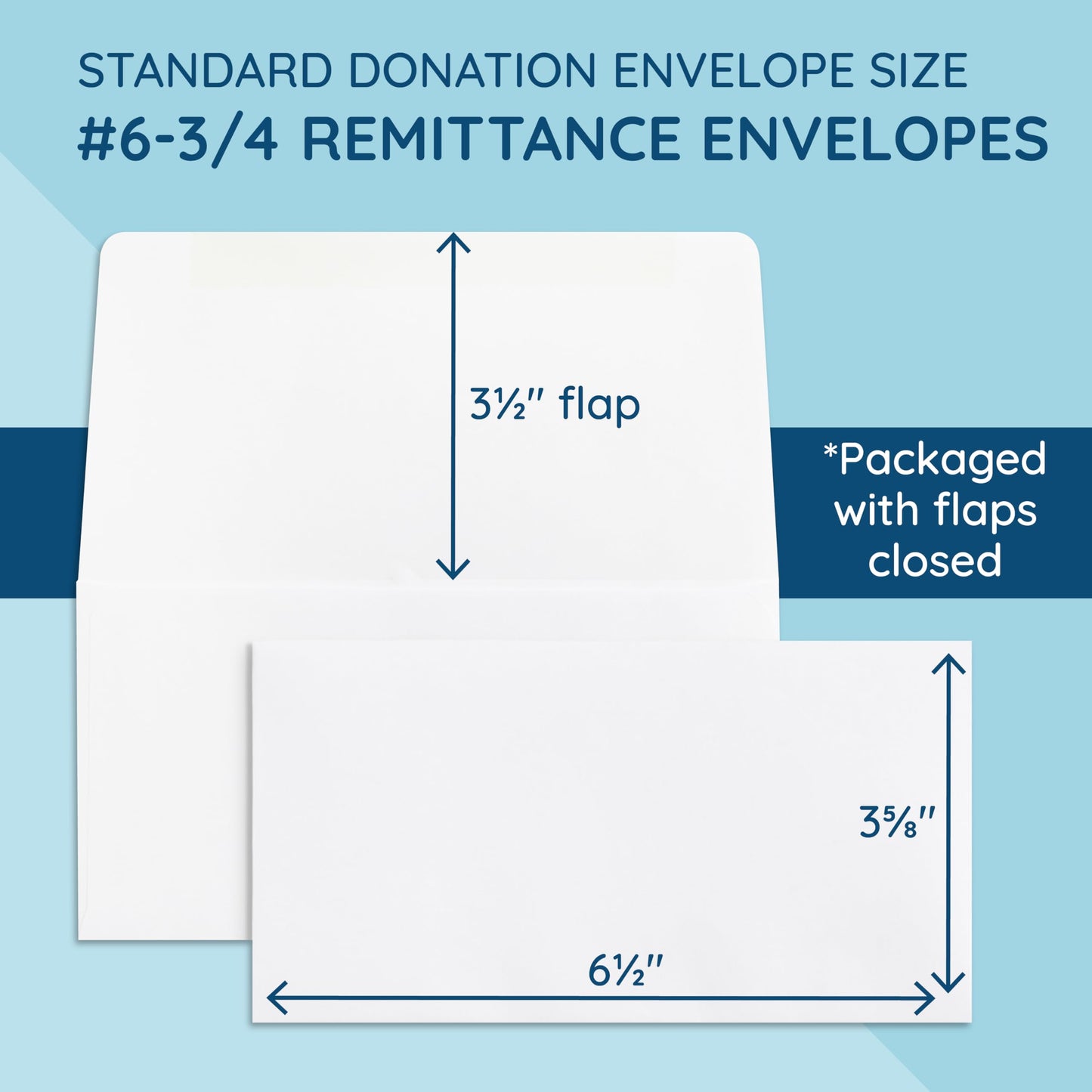 Blue Summit Supplies 500#6 3/4 Remittance Envelopes with Gummed Seal for Donations, Checks or Cash, 6 1/2” x 3 5/8”, Blank White Remit Envelopes, Perfect for Church or Nonprofit Use, 500 Count