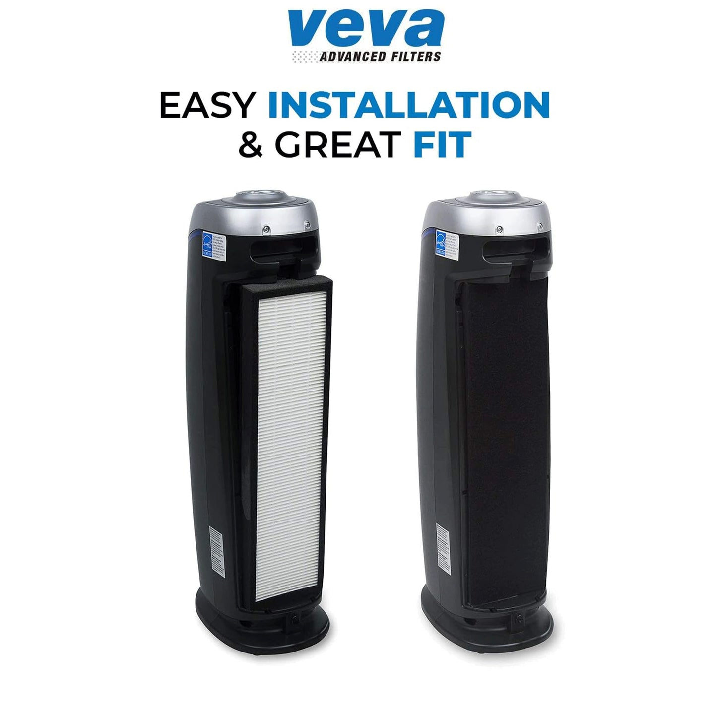 VEVA Filter B Replacement, Compatible with Germ Guardian Air Purifier Models AC4825, 4800, 4900, Premium 3 HEPA Filters including 12 Pack of Pre-Filters