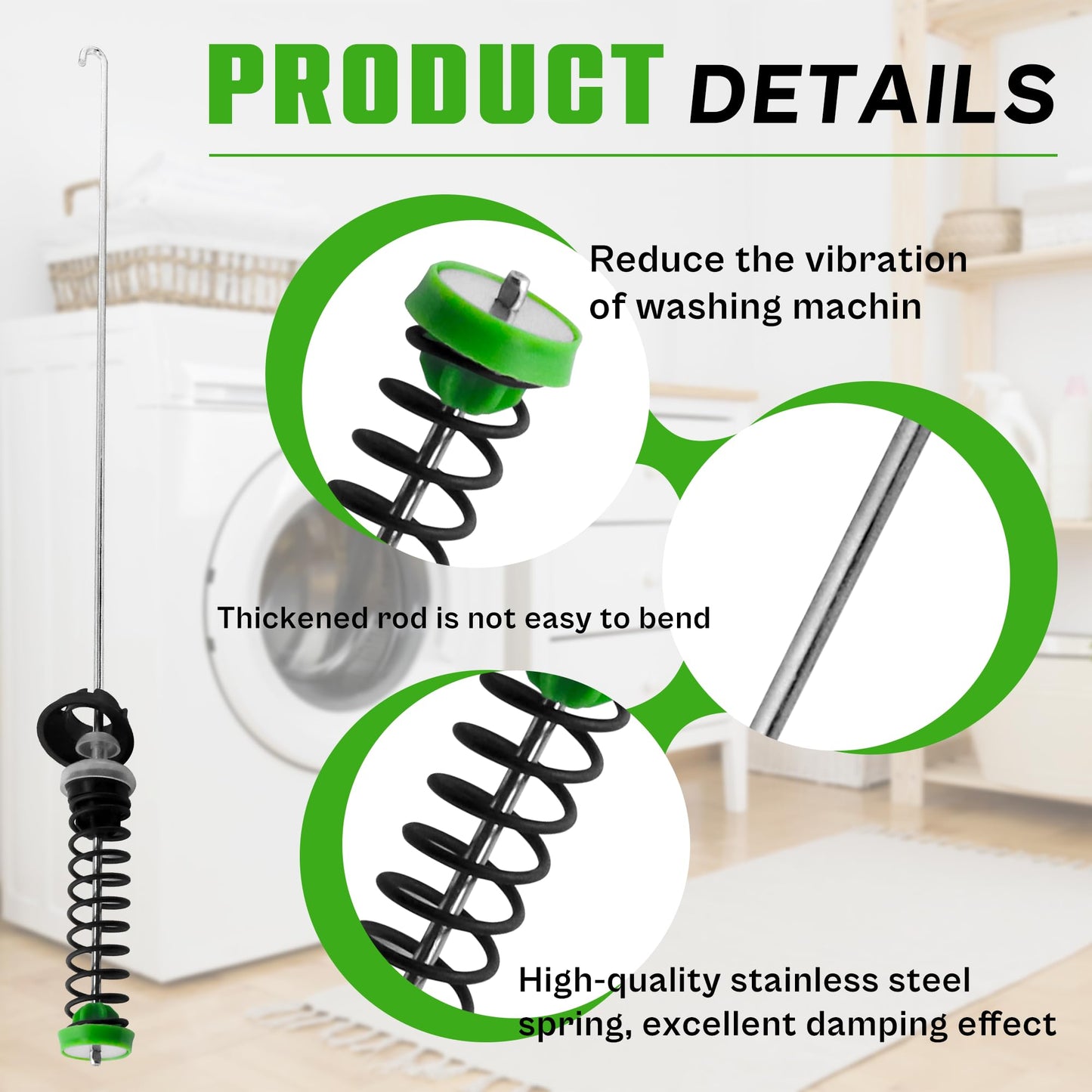 MVWX655DW2 WTW5000DW2 MVWC555DW1 WTW5000DW1 MVWC565FW1 Washer Suspension Rod kit fit for May.tag Whirlpool Washer MVWC565FW1 MVWC565FW2 WTW5000DW3 W10594080 W10748956 W10780040 W11130362 by TOMOON