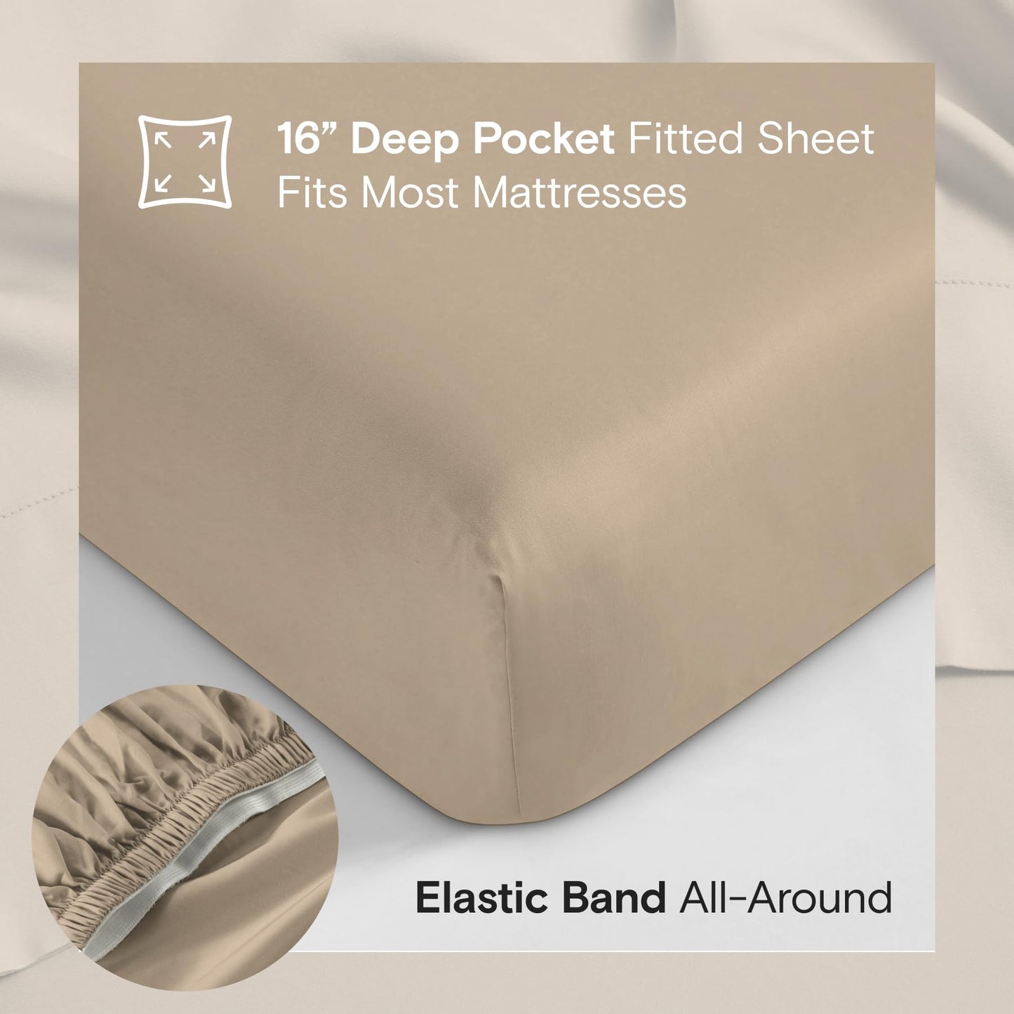 DOZ Sheet Set, 100% Viscose derived from Bamboo, Organically Grown, Buttery Soft, Cooling Sheets, High GSM, Deep Pockets - 3 Piece - 2 Pillowcases 1 Fitted Sheet (Dune, Queen)
