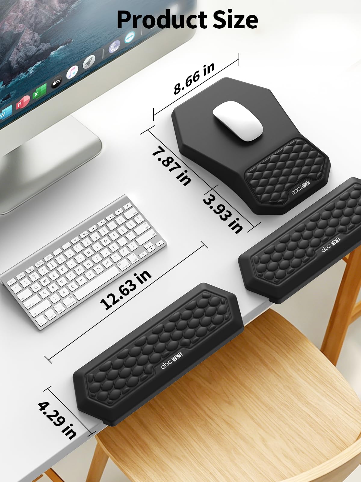 2-in-1 L-Shaped Desk Elbow Pads, Ergonomic Desk Edge Cushion & Mouse Pad Set with Wrist Rest, Soft Memory Foam Comfort Support for Wrist Arm Elbow, Non-Slip Base, Black