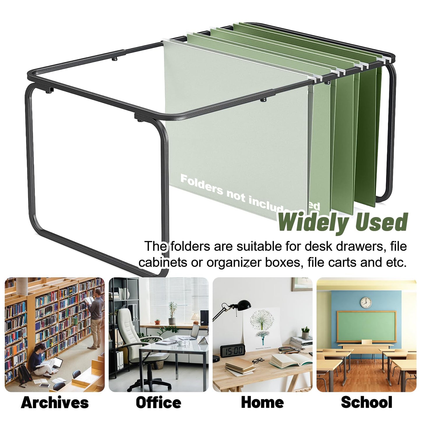 Whaline 36 Pack Sage Green Hanging File Folders Letter Size 4 Colors Green File Pockets with Tab for Home Office Classroom Supplies, 9.2 x 12.8 Inch