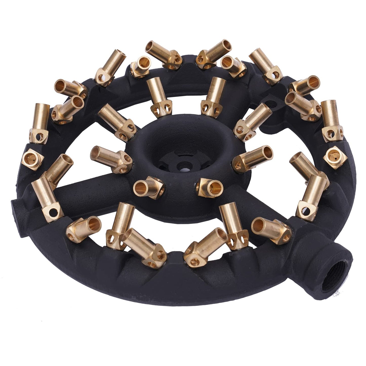 TFCFL 32 Tips Natural Gas Jet Burner, 176,000 BTU G3/4 Round Shape Nozzle Jet Cast Iron Body with Brass Tips for Chinese Wok Range Grilling Stir Fry