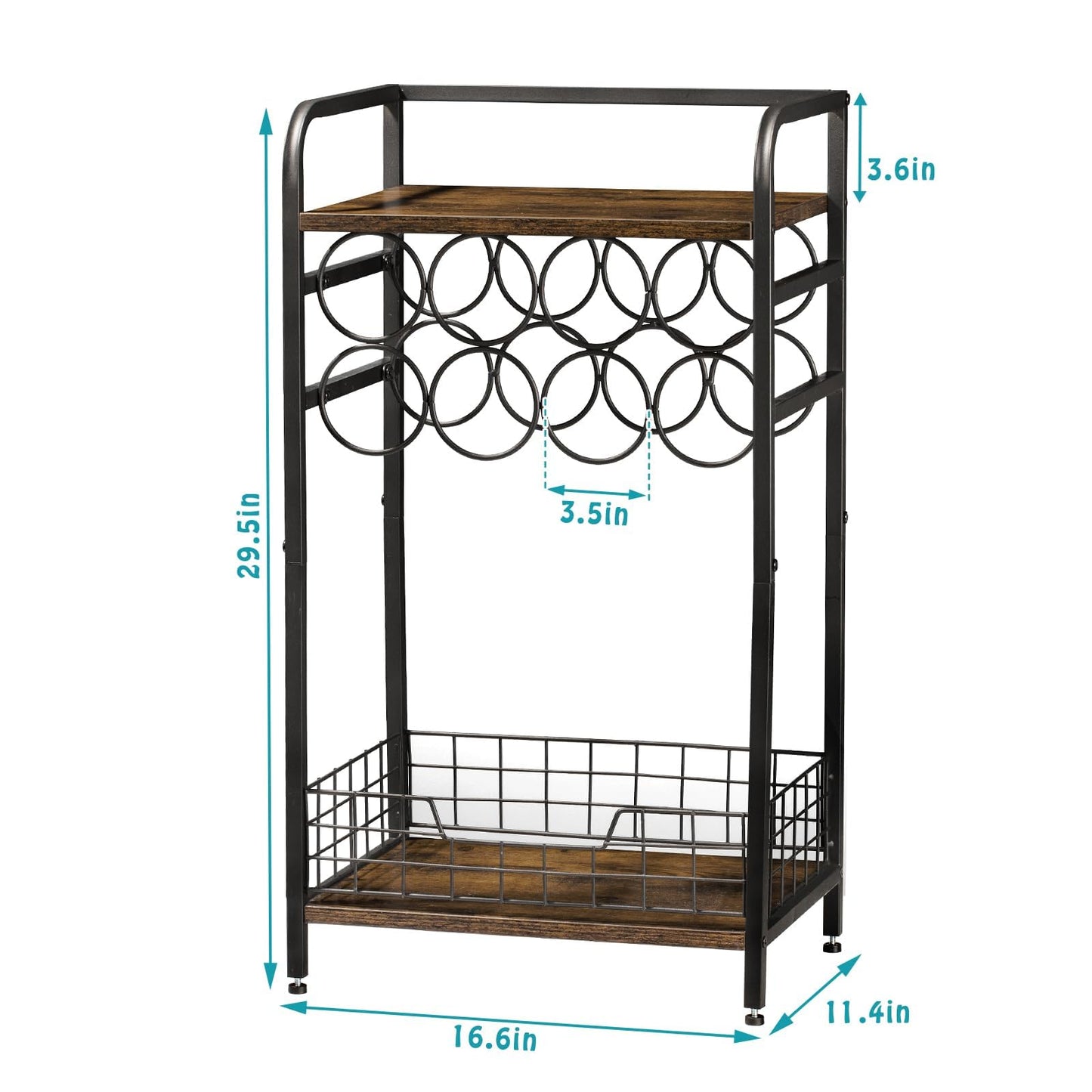 Bosimeca 3-Tier Wine Rack Freestanding Floor Cabinet Corner Bar Cabinet Bar Cart,12 Individual Wine Storage Bottle Compartments Corner Bar Cabinet Holder (3-Tier Wine Rack 07)