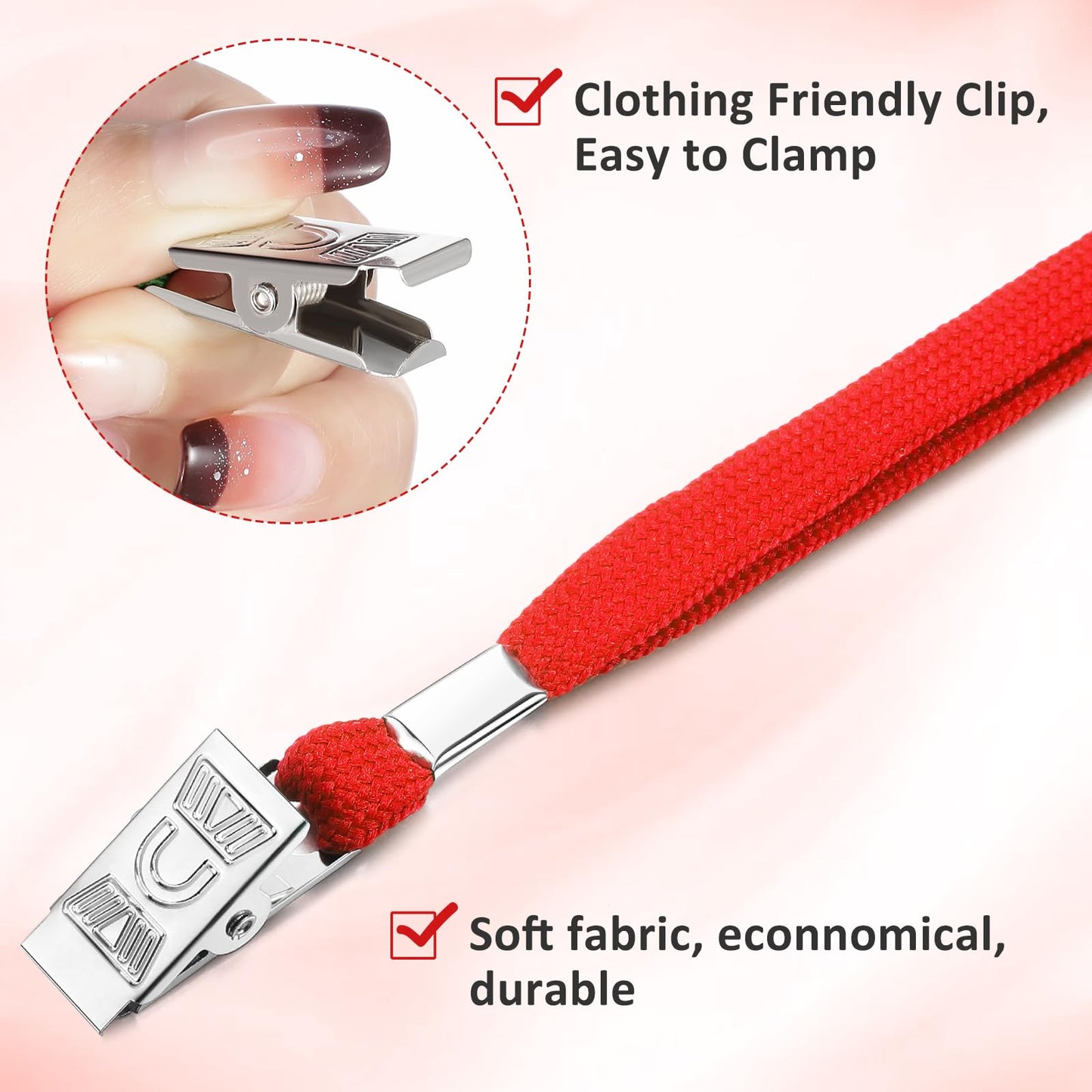 Marspark 300 Pcs ID Badge Holder with Lanyard Lanyards for ID Badges Resealable Flat Neck Name Tag with Clip Waterproof Plastic Clear Badges Bulk for School Office Supplies (Red)