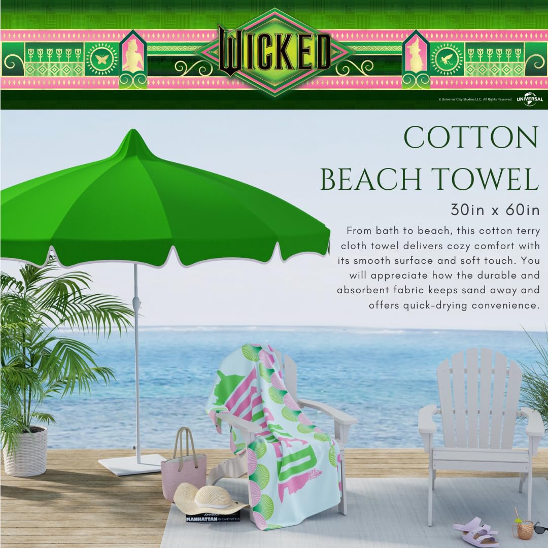 Collectibles Wicked Super Soft Cotton Bath/Pool/Beach Towel, 60 in x 30 in, (Official Licensed Product) By Franco