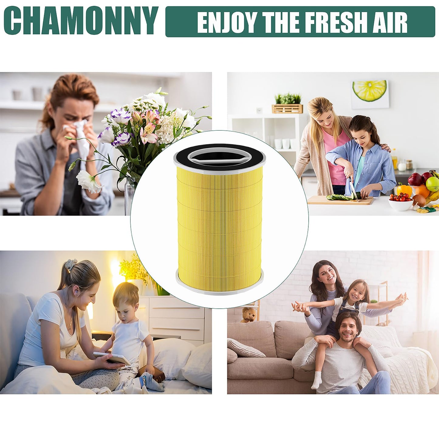 CHAMONNY P200S/P200 Pro Pet Care Filter Replcement, Compatible with WELOV P200S/P200 Pro Air Purifier, 3-in-1 H13 True HEPA Filter and Pre-Filter, 2 Pack