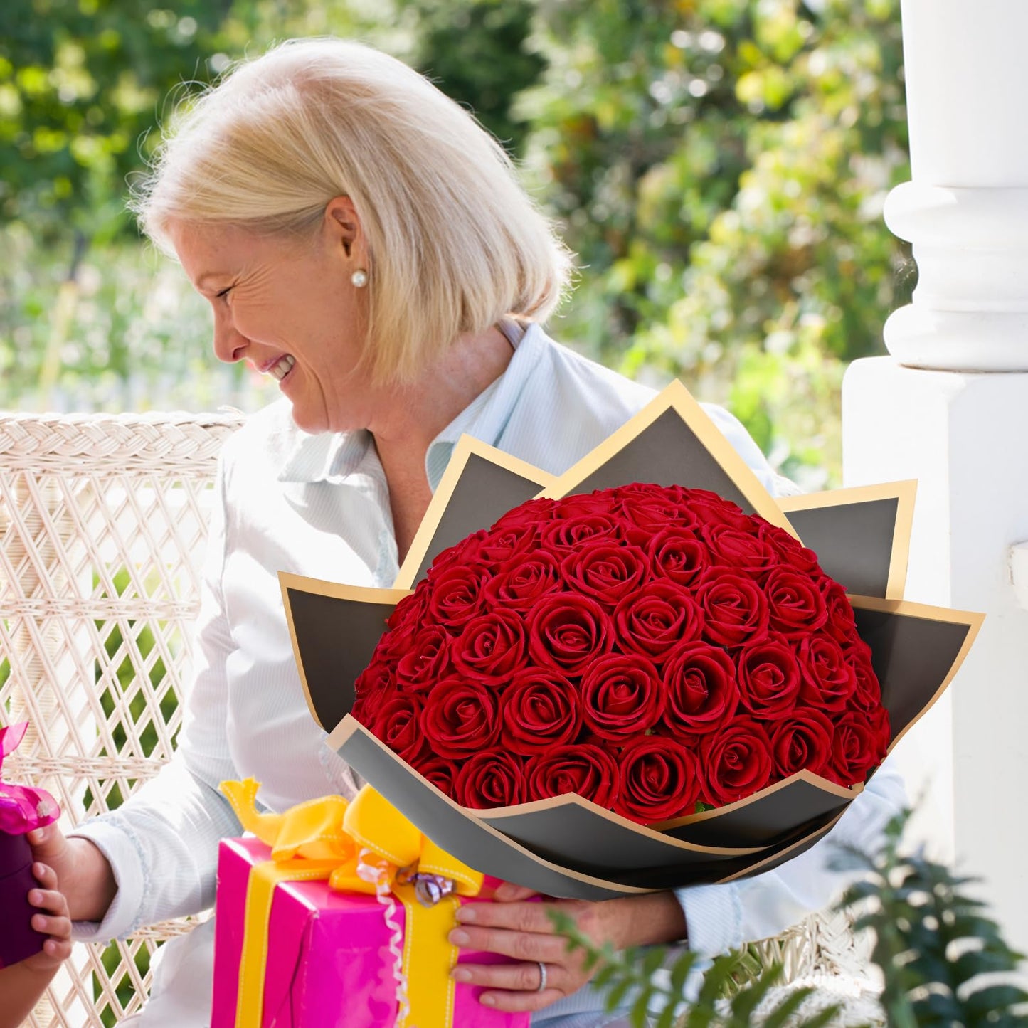 Waipfaru Red Roses Artificial Flowers Bulk, Real Touch Velvet Roses with Wrapping Paper, 50 Pcs Fake Flowers for Wedding Centerpieces Bridal Bouquet Valentines Mothers Day Graduation Decor