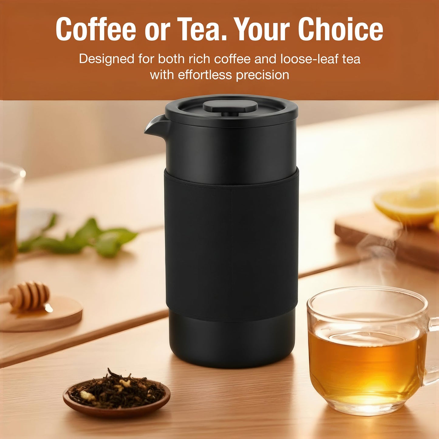 Travel French Press Coffee Maker Set - 12 oz | Portable Travel French Press Coffee Maker | Double Wall Insulated with Dual Stainless Filters & 2 Steel Canisters for Grounds, Tea, Creamer & Sugar