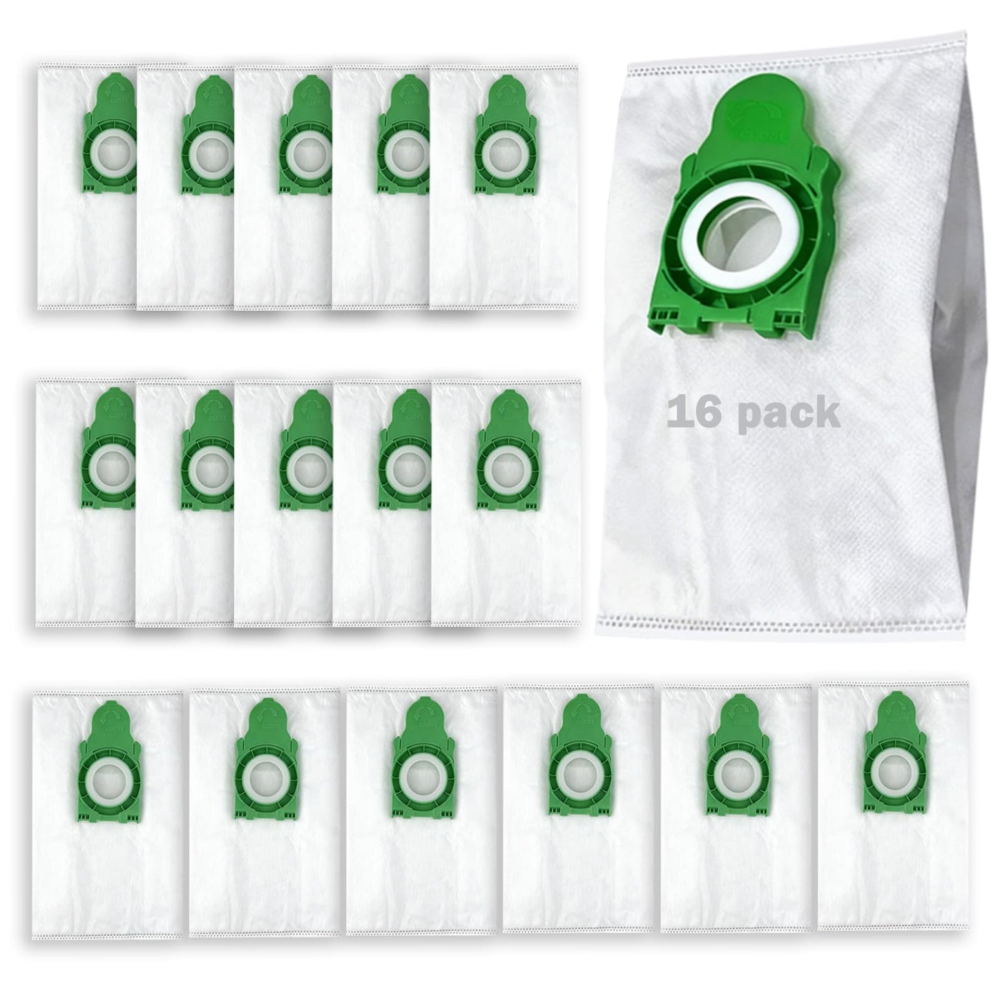 16-Pack 8300ER Vacuum Bags | Compatible with SEBO Airbelt E Series (E1, E2,E3) Canister Vacuums,4-Layer Ultra Filterbox,#8300AM Filter Bags