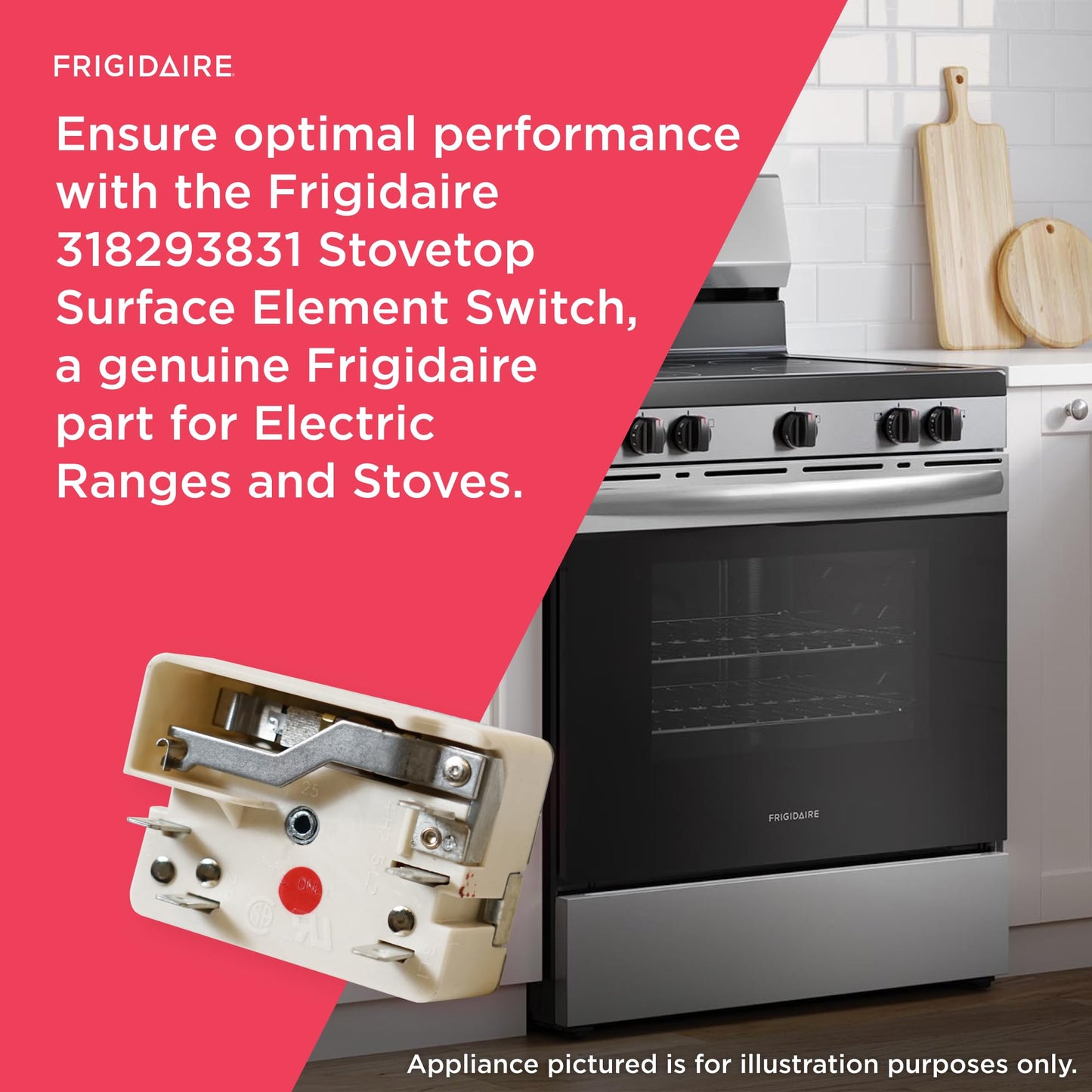 Frigidaire 318293831 Stovetop Surface Element Switch for Electric Ranges and Stoves