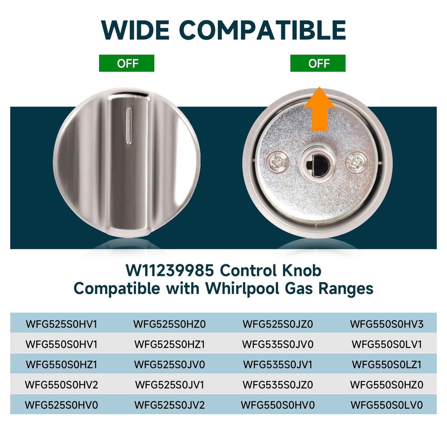 W11239985 W10850015 Gas Stove Knobs (5PCS) Replace W11032553 Control Knob, Compatible With whirlpool WFG550S0HZ0, WFG550S0LV1, WFG525S0HV1, WFG535S0JV0, WFG550S0HV0, WFG525S0JZ0, WFG550S0HV3 Gas knobs