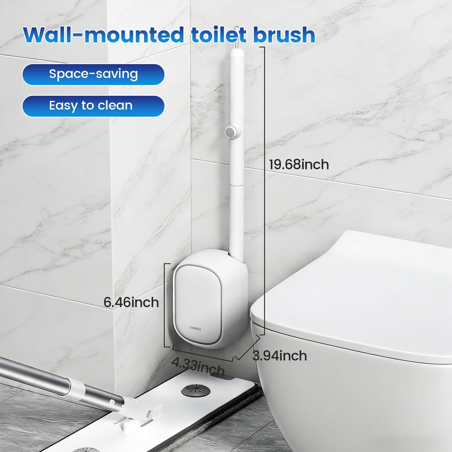 JUDRDO Disposable Toilet Brush,Toilet Bowl Cleaner,Wall Mounted Toilet Bowl Brush with 36 Refills for Deep Toilet Cleaning,Toilet Brush and Holder Set for Hygienic Bathroom Maintenance