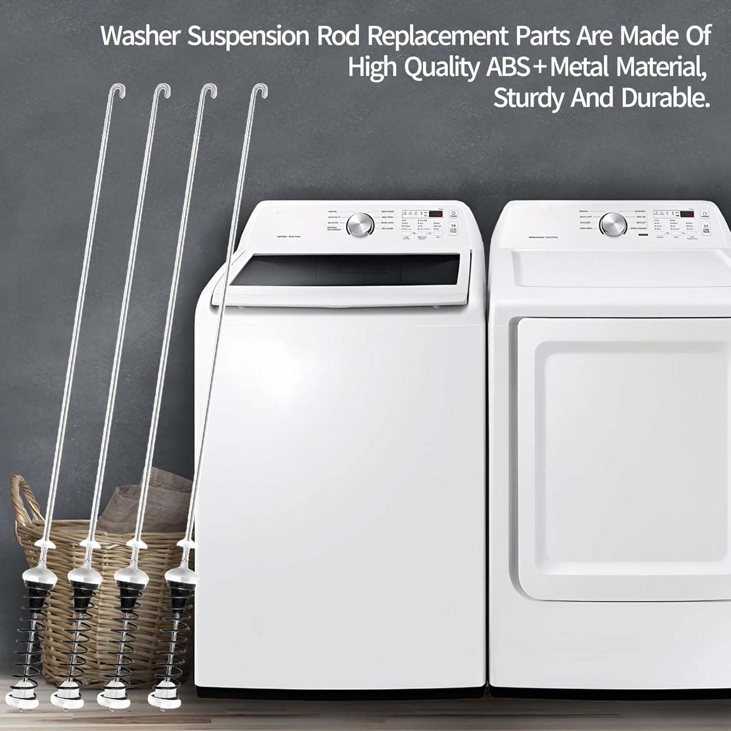 Upgraded WTW4850HW1 WTW4855HW1 WTW4955HW1 Washer Suspension Rods Fit for Whirlpool Maytag Washer WTW4855HW2 WTW4855HW3 WTW4950HW0 MVWC465HW3 WTW4655JW1 WTW4950HW1 WTW4950HW2 WTW4955HW2 WTW4955HW3