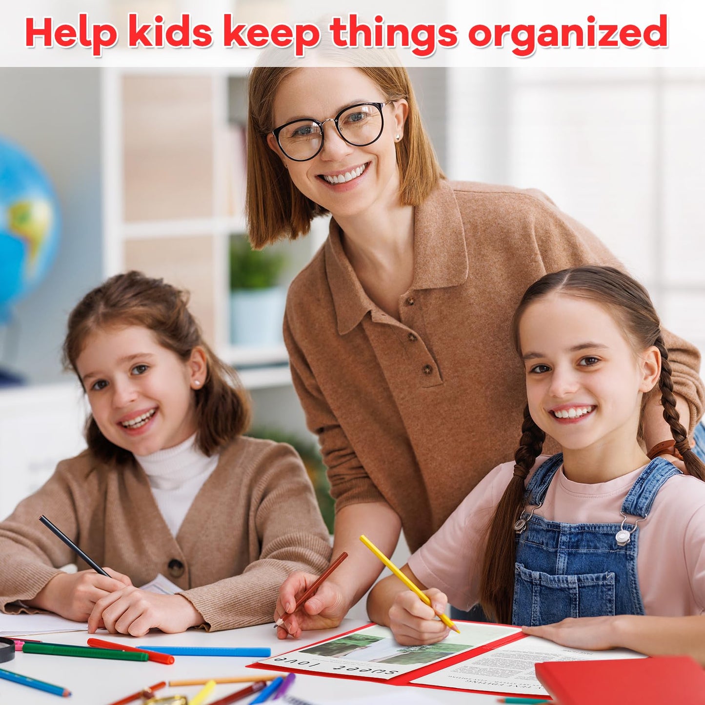 Henoyso 48 Pcs Plastic Take Home Folders with 2 Pockets Parent Teacher Classroom Communication Homework Folder for Students Parent Teacher Connector(Red)
