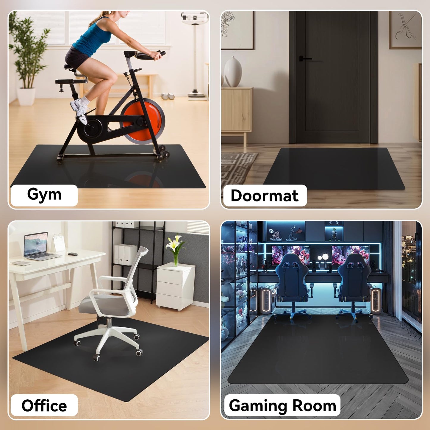 Black Office Chair Mat for Hardwood Floor, 36 x 48 Inch Computer Desk Chair Mat, Plastic Floor Protectors for Chairs, Heavy Duty Wood Tile Floor Mats for Home Laundry Dining Area