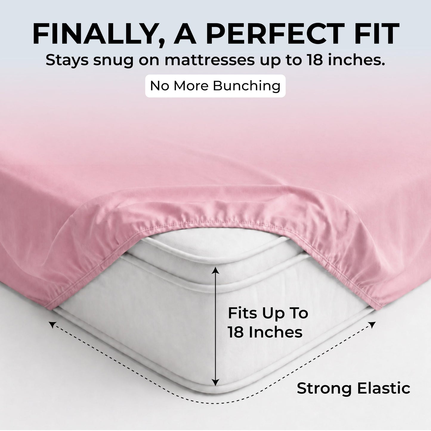 Mayil Manor 100% Natural Cotton Sheets Queen Size Bed Set | 500 TC Single-Ply Sateen Weave | Soft, Breathable, Hypoallergenic Solid 4-Piece Bedding with Deep Pocket Fitted, Flat, Pillowcase | Blush