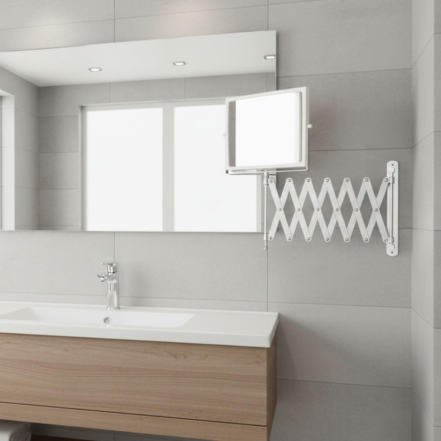 JERDON Two-Sided Swivel Wall Mount Mirror - Vanity Mirror with 5X Magnification & 30 inch Wall Extension - Model J2020C