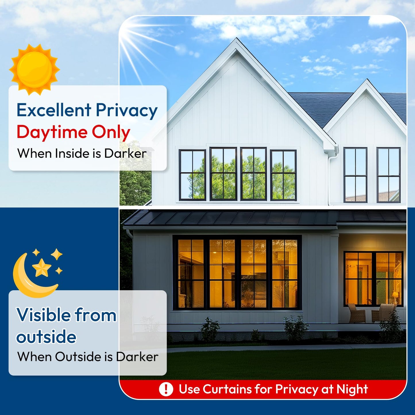 rabbitgoo One Way Window Privacy Film Tint with 3 Tools for Home, Sun Heat UV Blocking Control Reflective Adhesive Mirror Tint See Out Not in Office Door Covering, Black Silver, 35.4 x 78.7 inches