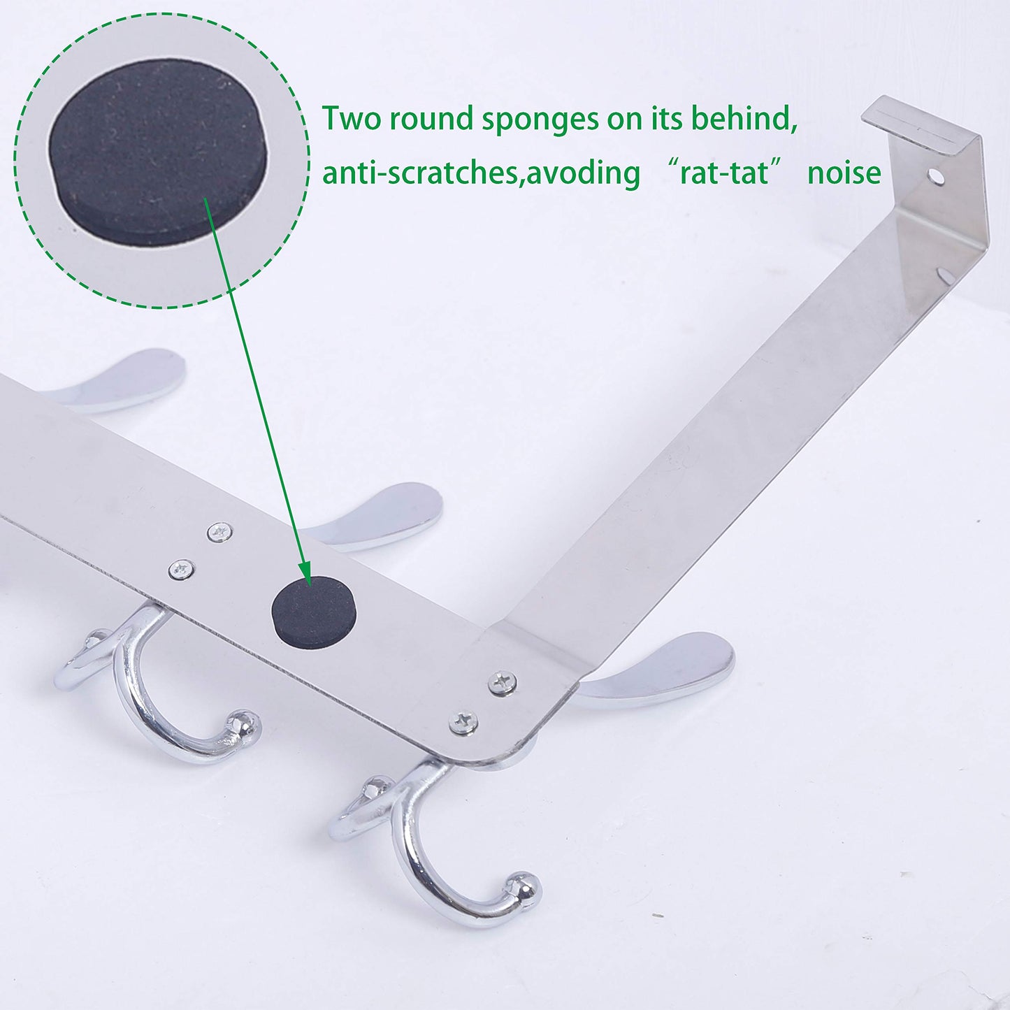 WEBI Over The Door Hook Door Hanger Hook Rack with 5 Tri Hooks for Hanging Coats, Over Door Towel Rack Door Coat Towel Hanger Over Door Coat Rack,Silver,2 Packs