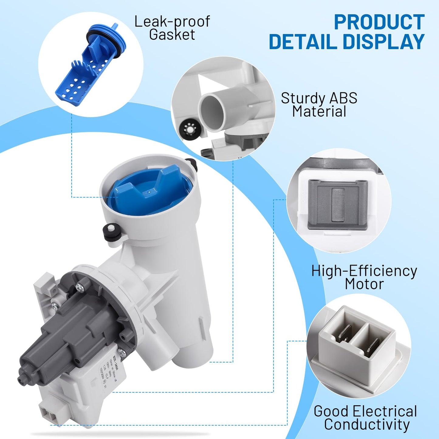 GFW850SPN2RS GFW550SSN0WW GFW650SSN2WW GFW850SPN0RS GFW550SSN2WW Washer Drain Pump and Filter for GE Washer, WH11X39237 Drain Pump Replacement for GE Washer Parts GFW550SSN1WW GFW650SSN0WW