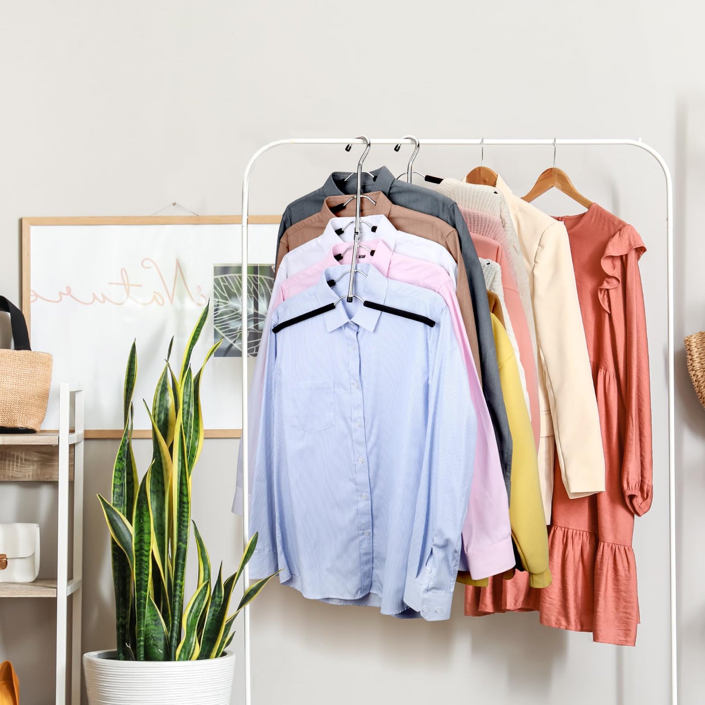 DOIOWN Clothes Hangers Space Saving: 6 Tier Coat Hanger Space Saving Hangers Non Slip Foam Padded Hanger, 3 Pack Black Metal Sweater T Shirt Hangers for Men Women, Closet Organizers and Storage