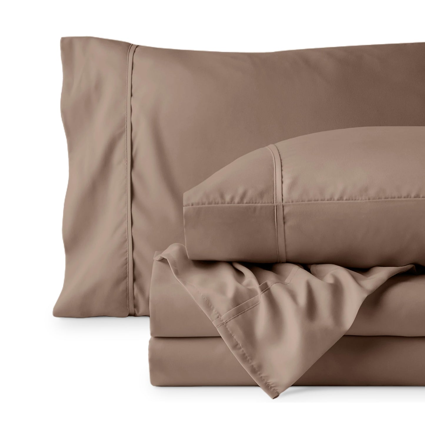 Bare Home King Sheet Set - 1800 Ultra-Soft Microfiber King Bed Sheets - Double Brushed - Deep Pockets - Easy Fit - 4 Piece Set - Bedding Sheets & Pillowcases (King, Taupe)